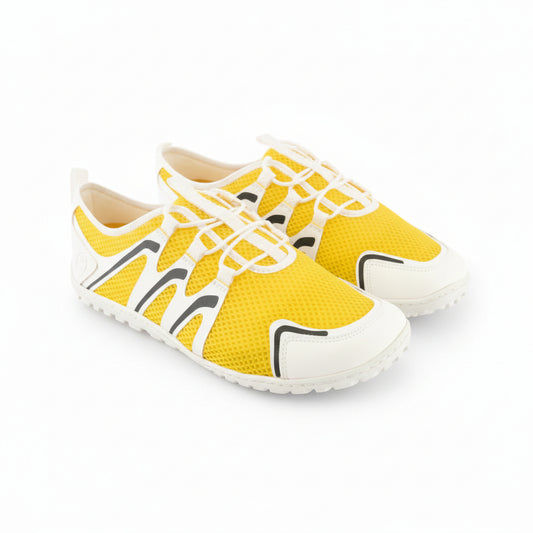 gelb weißer Sneaker Barfußschuh für Sport und Freizeit
